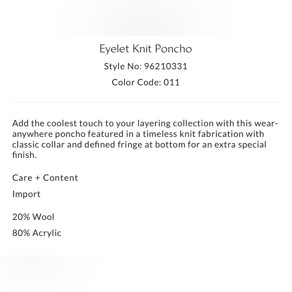 Free People Eyelet Knit Poncho in Ivory NWT - Picture 4 of 9